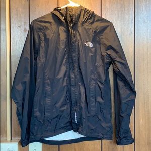 Black North Face rain jacket